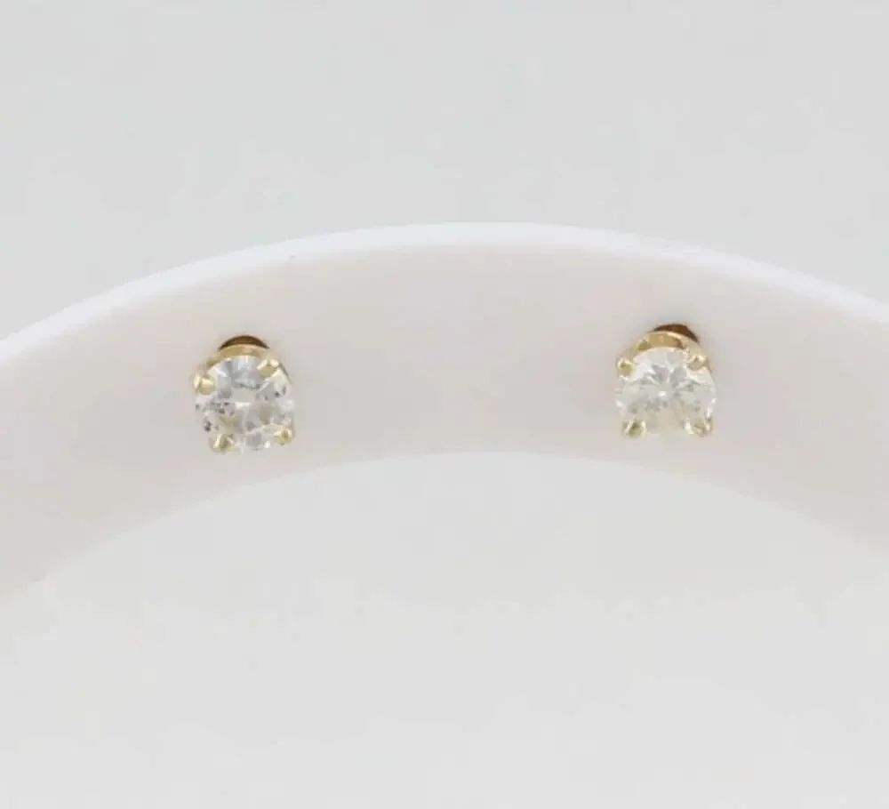 14k Yellow Gold Natural .40 Total Carat Diamond Earrings Studs 3/16
